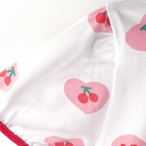 Toddler Little Girls Love Heart Cherry Smile Printed Cotton Crewneck Pullover Summer Short Sleeved T-Shirt4