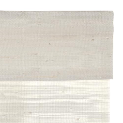 Image of TWOPAGES Natural Cordless Roman Blind Ramie Roman Shade for Windows Customized No Drill Light Filtering Blackout Roman Window Shade, 1 Piece, Rattan White