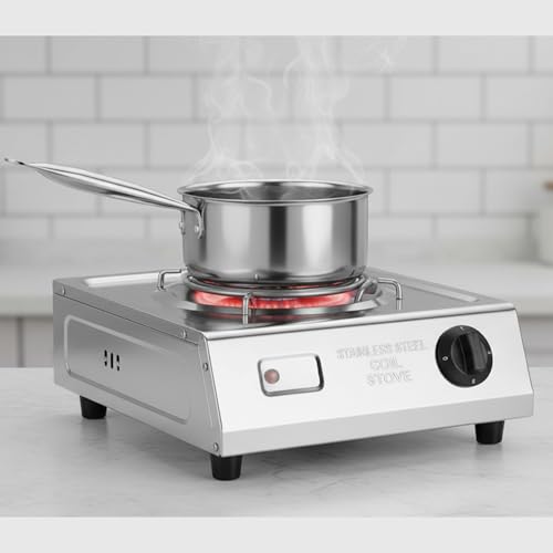 Image of Techking 𝟏𝟖 𝐘𝐄𝐀𝐑𝐒 𝐖𝐀𝐑𝐑𝐀𝐍𝐓𝐘 Jumbo Electric Coil Stove 2000W | Stainless Steel Hot Plate with Fast Heating & Temperature Control | Single Burner for Kitchen, Dorm & Outdoor Use
