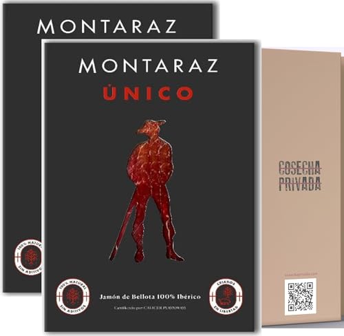 Jamón Montaraz Único - Envío 24 h - Sobre de Jamón de bellota 100% ibérico de Salamanca - Blíster Cortado a Cuchillo - Opción Nota Regalo (2 Sobres)
