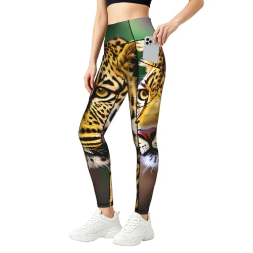 Conjuntos de entrenamiento con leggings de leopardo amarillo