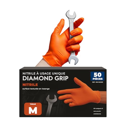Talla M || Guantes de Nitrilo Naranjas || Sin Polvo, Ambidiestros y de Un Solo Uso || Resistentes y Antideslizantes || Ideales para Uso Médico, Industrial y Doméstico