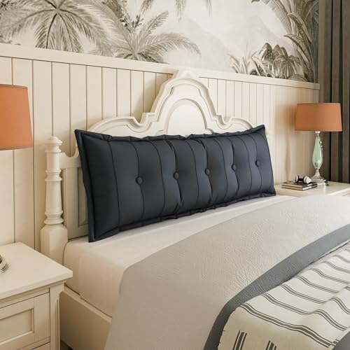 Johnear Bolster Pillow Headboard Backrest Pillow Large Daybed Cushion Lumber Back Pad Support Positioning Sofa Bed Rest Reading Pillow ?Black, 59 x 3 x 20 inches?