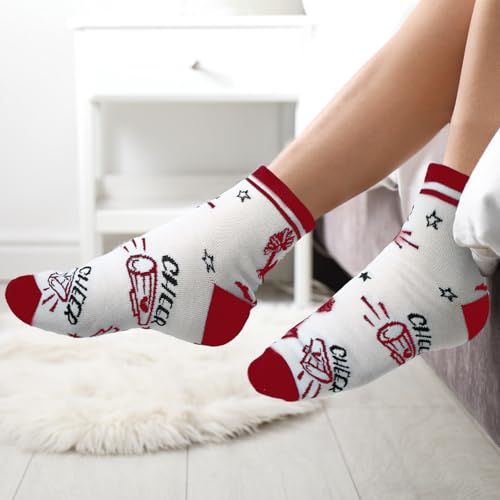 Image of Maiteenly 24 Pairs Ankle Cheer Socks Cheerleading Team Cheerleader Socks for Women Girls Cheer Accessories Gifts