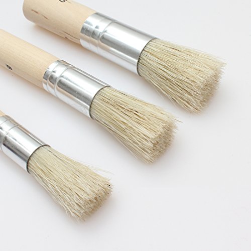 WonBuss 3Pcs Stencil Brushes Set, Art Crafts Paint Brush with Pure Natural Hog Bristle