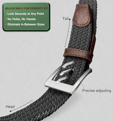 Image of BULLIANT Belt for Men 2Pack,Mens Gift Stretch Braided Web Belt Elastic for Casual Golf Jeans,1 3 /8 inch