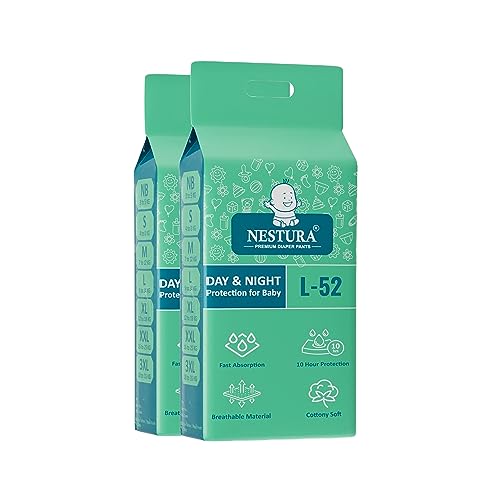 Image of Baby Diaper Pants Large (L) Pack of 2, 104 Count, (9-14 kg)