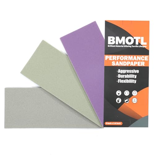 Image of Performance Foam Sandpaper Sheets: 9 x 3.6 Inch, 3Pcs 2000 3000 5000 Assorted High Grit, Wet & Dry Use for Automotive Clear Coat Repair, Ultra Fine Sand Paper for Headlight Restoration