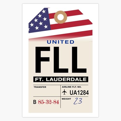 Fort Lauderdale FLL Airport Code Travel Luggage Tag Design 5" Vinyl Magnetic Sticker Decal Magnet