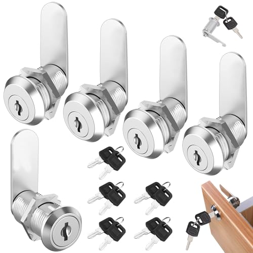 5 Piezas Cerradura Buzon 20mm con 10 Llaves Maestras,Cerradura de Buzon Universal,Cerradura Taquilla,Cerradura Leva Cajón,Cerradura para Muebles Cerradura de Gabinete de Metal 20 mm de Perforación