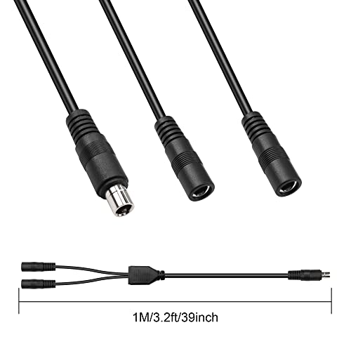 GINTOOYUN DC8020 to DC5521 extension cable 14awg DC8.0mm x 2.0mm Male Connector to Dual DC 5.5mmx2.1mm Female Adapter cable for Portable Power Station, Solar Generators（1m）(Style 2) - Image 6