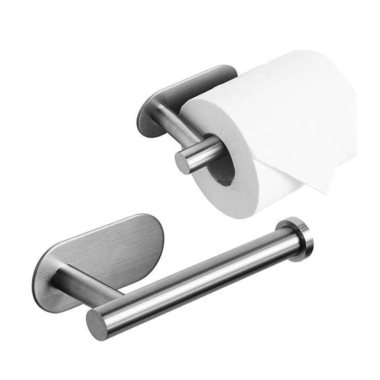 Serguio Rogetti UK Seller | Toilet Roll Holder Self Adhesive | Brushed Stainless Steel Effect Toilet Paper Holder | Stick On, No Drilling Required | Strong Loo Roll Holder