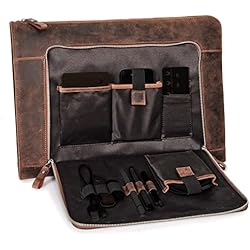 Maletin Portadocumentos Piel Mujer DONBOLSO® Funda para portátil London Brown - Maletín para portátil y Netbook de 13,3 Pulgadas DIN A4 Fabricado en Piel, Funda para Ordenador portátil para Hombre y Mujer