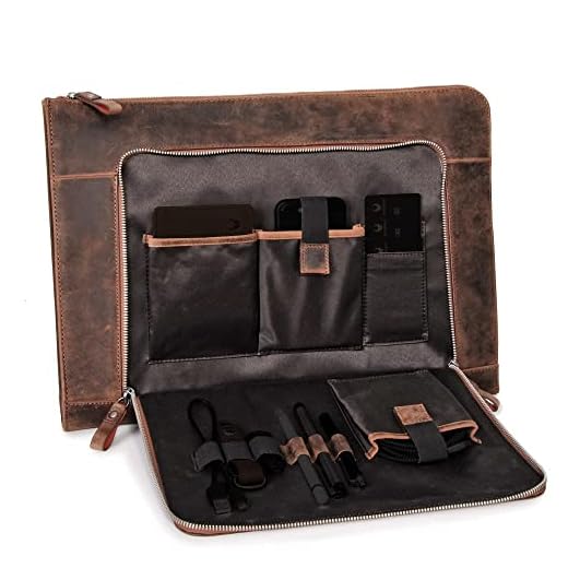 DONBOLSO Funda para Portátil London | Maletín de Piel para Hombres y Mujeres para Portátiles y Notebooks DIN A4 de 13,3 Pulgadas | Vintage Marrón