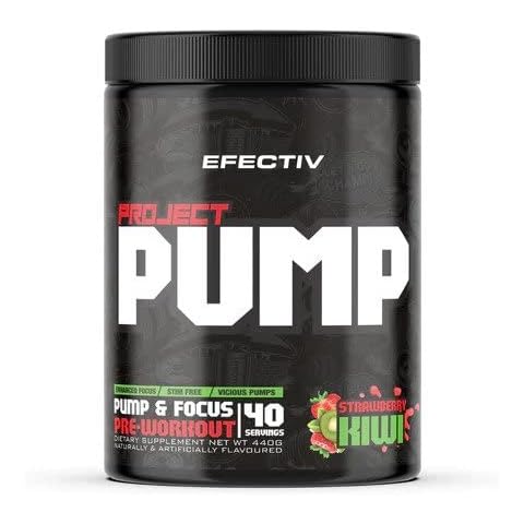 EFECTIV - Project Pump - Enhanced Focus - Stimulant Free - Vicious Pumps - Pre Workout - 40 Servings - 440 Grams (Strawberry Kiwi) Cover