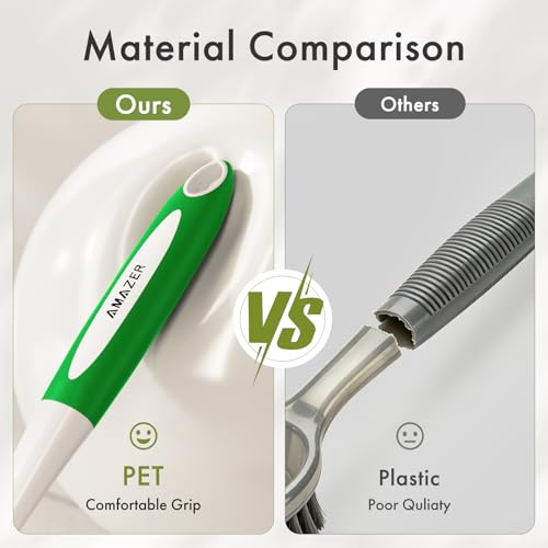 Image of Amazer Dish Brush with Handle, 2 Pack Kitchen Scrub Brushes with Built-in Scraper for Cleaning, Dish Scrubber with Stiff Bristles for Sink, Pots, Pans (Green+Green)