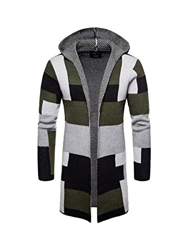 Sobretudo Trench Coat Masculino Frank Capuz (G, Verde-preto)