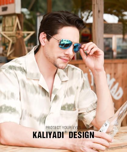 Image of KALIYADI Polarized Aviator-Sunglasses-for-Men Women Mens-Sunglasses: Lightweight Polit Sun Glasses Upgraded UV400 for Driving