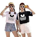 [YOSITOMI] ディズニー半袖 Tシャツ親子服 T-shirt 109 可愛い 可愛い カジュアル 吸汗性 綿100% ミッキー T-shirt グッズ 半袖 お祝い カジュアルペアルック 恋人 結婚記念日 プレゼント (l, ブラック)