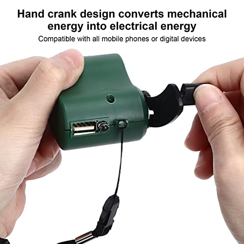 USB Hand Crank Charger, LED Light USB Hand Crank Phone Charger Mini Portable 5V Output Walking - Image 3