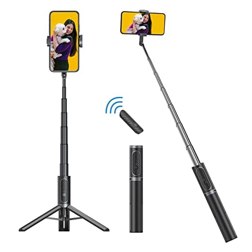 Colorlizard Selfie-telefonstativ, lätt aluminium allt i en utdragbar selfie-stick med trådlös Bluetooth-fjärrkontroll och 270 ° rotations ministativ för iPhone / Android-smartphone (grå)