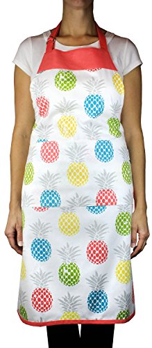 Mukitchen 100% Cotton Adjustable Designer Print Apron, Pineapple Medley - 35 Inches #TOP12