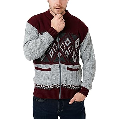 Men's Argyle Zip-Up Cardigan Jumper Cover