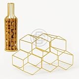 Adega Vinho + Porta Rolha Aramado Empilhável A Solução Perfeita Para Guardar Seus Vinhos com Charme (KIT - DOURADO)