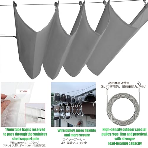Toldo retráctil ondulado U 2,6 m x 6 m, protección UV óptima de alta gama 5