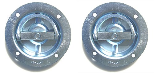 Pit Posse 11007-2 Two Cargo Trailer Recessed Rotating D Rings Floor Rope Anchor 5th Wheel Toy Hauler Snowmobile Towing Accessory