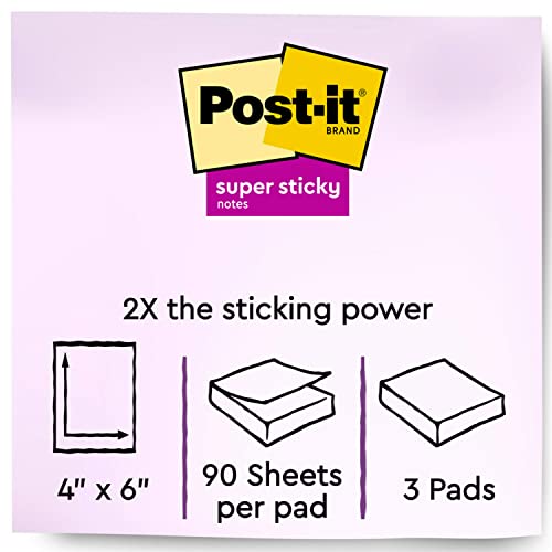 Image of Post-it Super Sticky Notes, 4 x 6-Inches, Farmers Market Collection, 3-Pads /Pack