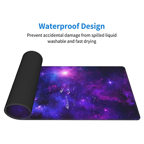 Image of Large Gaming Mouse Pad XL, Galaxy Full Desk Mousepad with Stitched, Long Non-Slip Base Keyboard Pad with Space, Extended PC Laptop Computer Mat Gifts for Men Office Decor, (Purple, 31.5*11.8 In)