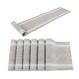Karlesi Placemats Set of 6 and Table Runner Set,Washable Easy Clean PVC Heat Resistant Farmhouse Mod