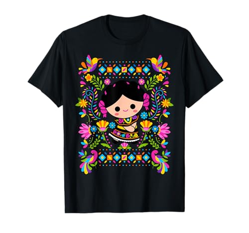 Viva Mexico Mexican Girl Flag Independence Day Girls Kids T-Shirt