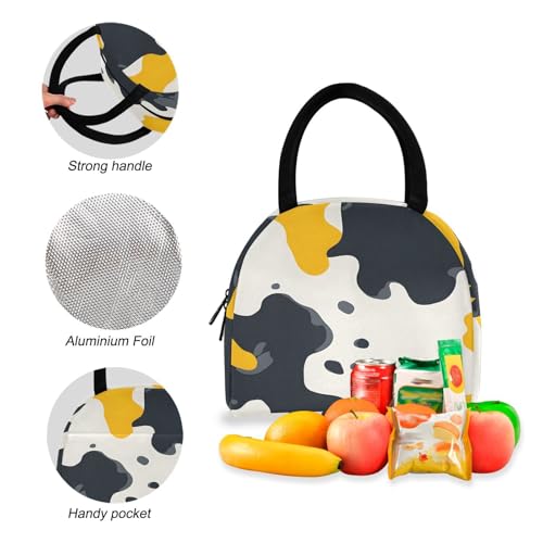 Backpack Lunch Bag Set Camo Pattern Print, Big Storage Travel Backpacks with Insulated Lunch Box for Office Hiking Picnic4