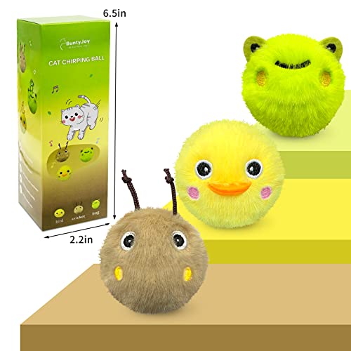 Buntyjoy Cat Toys, 3 Pack Fluffy Plush Chirping Catnip Toy Balls, Interactive Cat Toy For Indoor Cats Exercise, Fun Kitty Kitten Kicker Toys, Cartoon Animal Shaped #TOP3