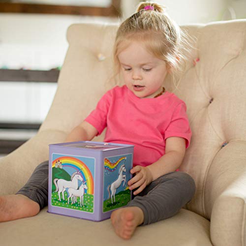Jack Rabbit Creations Pink Unicorn Jack in the Box, Plush Pop-Up Unicorn, Side Crank Music Box, Classic Surprise for Kids Ages 3+