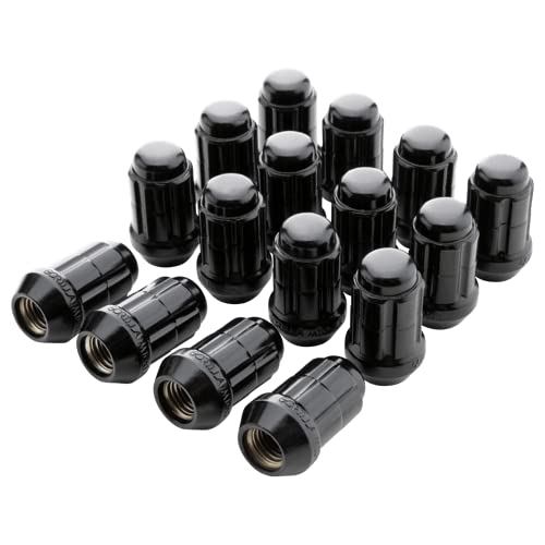 Image of Small Diameter Spline Acorn Lug Nuts - 17mm & 19mm Dual Hex Key - 3 /8 inch-24 Thread Size - Black Finish - Set of 16 (K4CS-00038BGR)