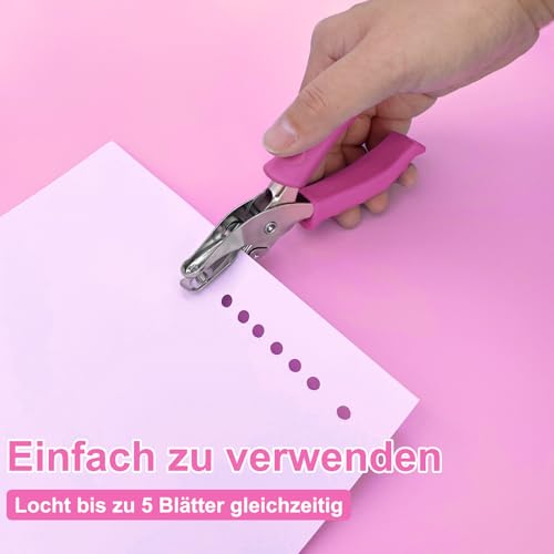 Lochzange Papier, Lochstanzer mit Soft-Griff Lochdurchmesser 6mm, Einzellocher mit Auffangbox für Papierfetzen, Metall Papierlocher für gratfreie Löcher, DIY Basteln für Büro, Zuhause und Klassenraum