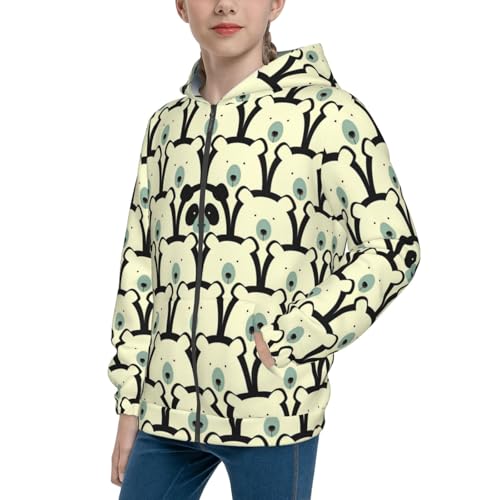 Panda Among Polar Bears Kids Pullover Hoodies Boys Zip Up Sweatshirts Girls Athletic Clothes with Pocket