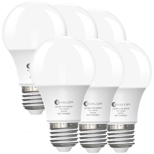 evelor 6-Pack A19 LED Light Bulbs,60 Watt...