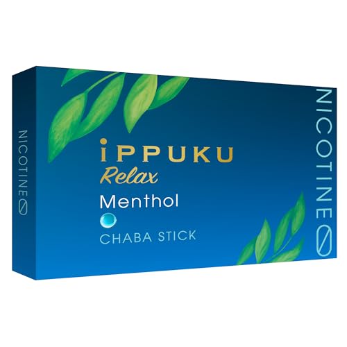 iPPUKU RELAX 茶葉スティック, 1カートン(10箱, 1箱20本入り) プーアル茶, 禁煙サポート 禁煙グッズ ニコチンゼロ NiCOTINE 0 ZERO (MENTHOL メンソール)