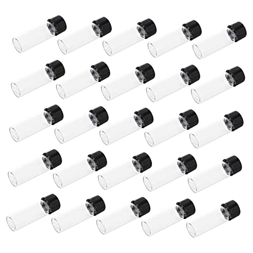 WOONEKY 25pcs Glass Sample Vial Essential Oil Vials Carafe with Lid Experiment Bottles Containers with Lids Clear Containers with Lid Essential Oils Refillable Glass Bottles Plastic
