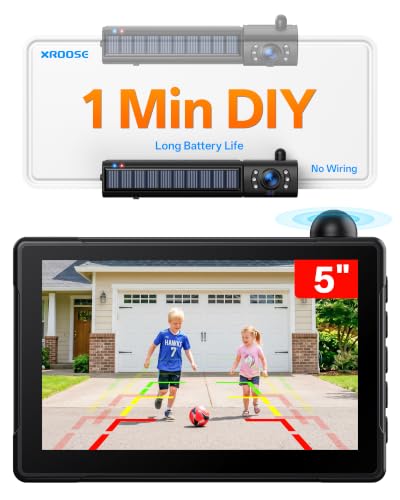 Image of Solar Wireless Backup Camera with 5 inch 1080P Monitor,Auto On Off, 1-Min DIY Installation, 180 Adjustable Camera, Anti-Theft, Split Screen, IP69K Waterproof for Car Truck RV