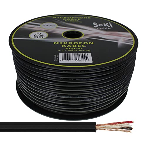 Cable de micrófono RONDA 100m negro - 2x0,34mm² - OFC conductor interno