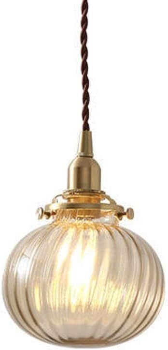 Suspension classique en verre nervuré luminaire îlot cuisine vintage gold