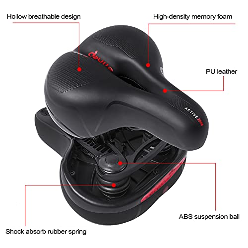 Fahrradsattel – Memory Foam Sattel mit Regencover - ergonomisches Hollow Design – mit Reflektorband für das Bein (Schwarz) - Image 3