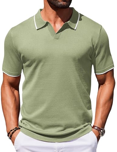 COOFANDY Mens Short Sleeve Polo Shirts Knitted...