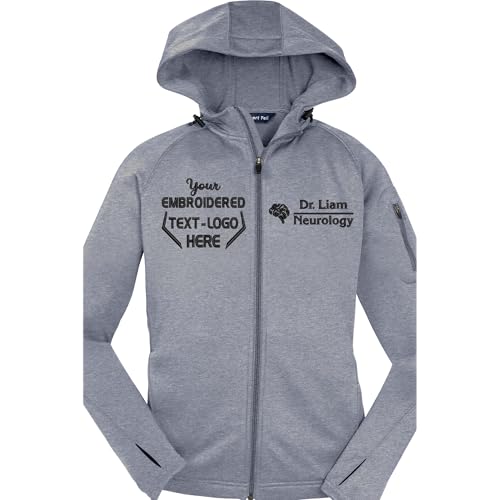 Customized Women's Custom Embroidered Tech Fleece Full-Zip Hooded Jacket, Lightweight Athletic Jacket, Ideal for Outdoor and Casual Wear, Double-Knit, Thumbholes4