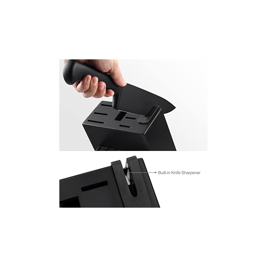 McCook® Knife Sets,German Stainless Steel Knife Block Sets with Built-in Sharpener, Black